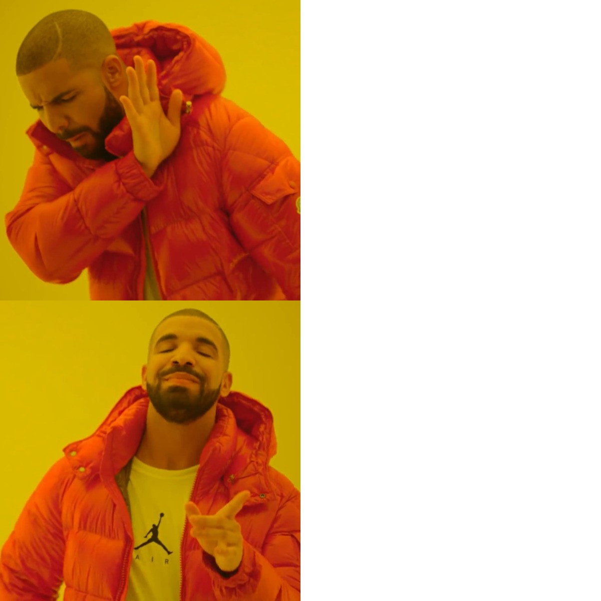 Drake Hotline Bling meme about Chubbies