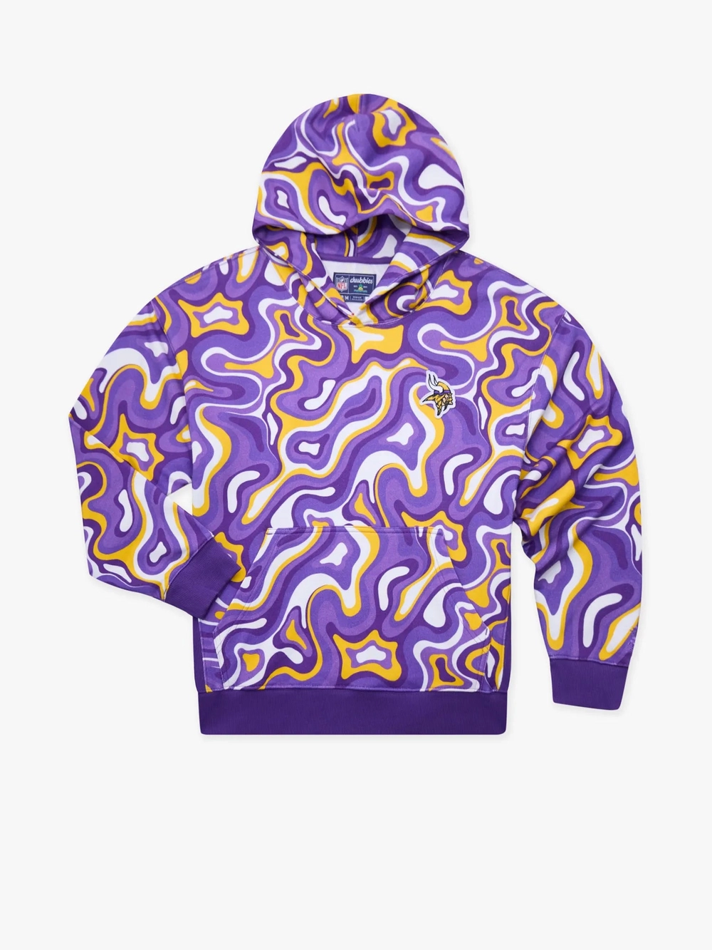The Groovy With It Vikings comfort hoodie in purple and yellow